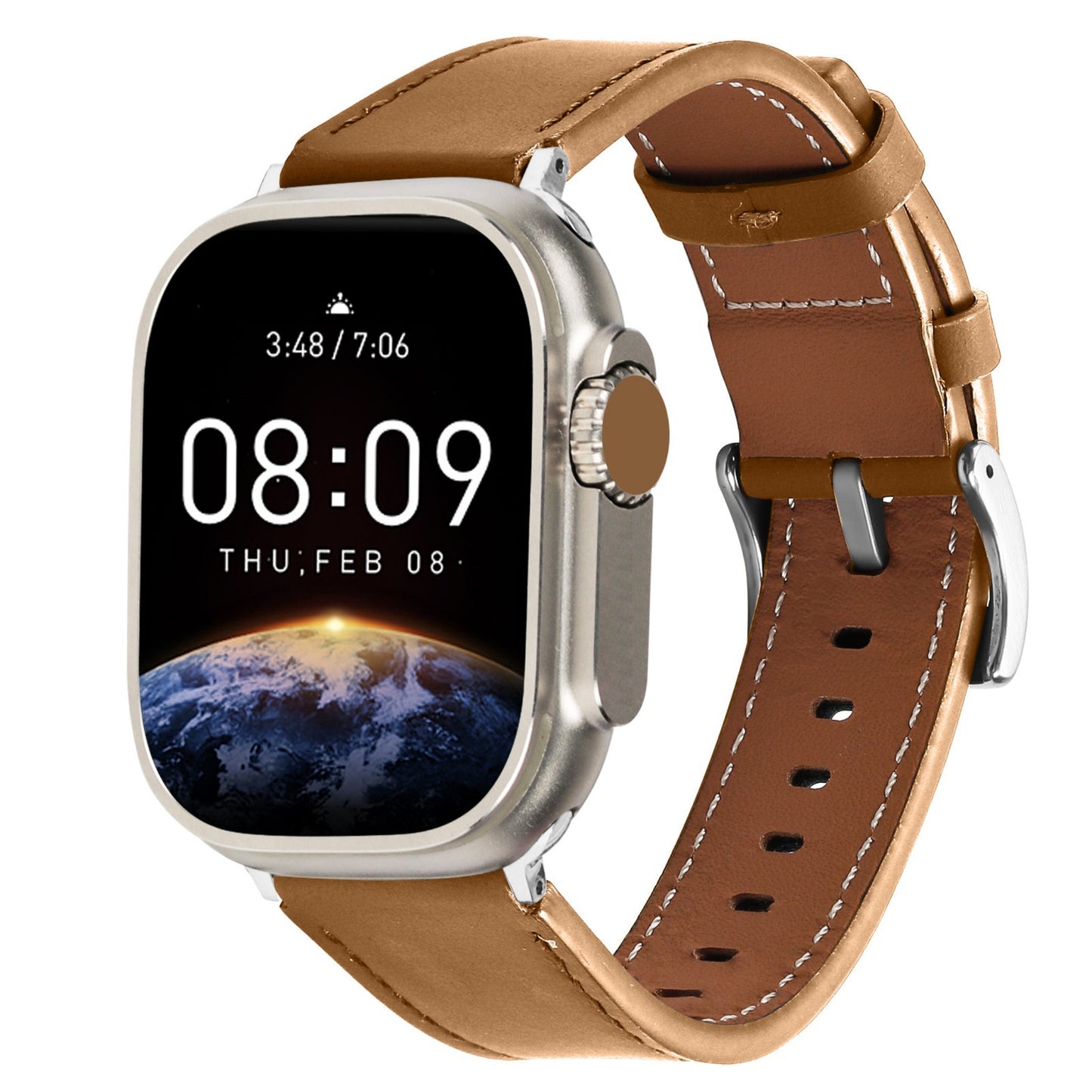 Smartbandz Luxe Lederarmband in Hellbraun – stilvolles Echtleder-Armband für Apple Watch, kompatibel mit 38 bis 49 mm Größen.