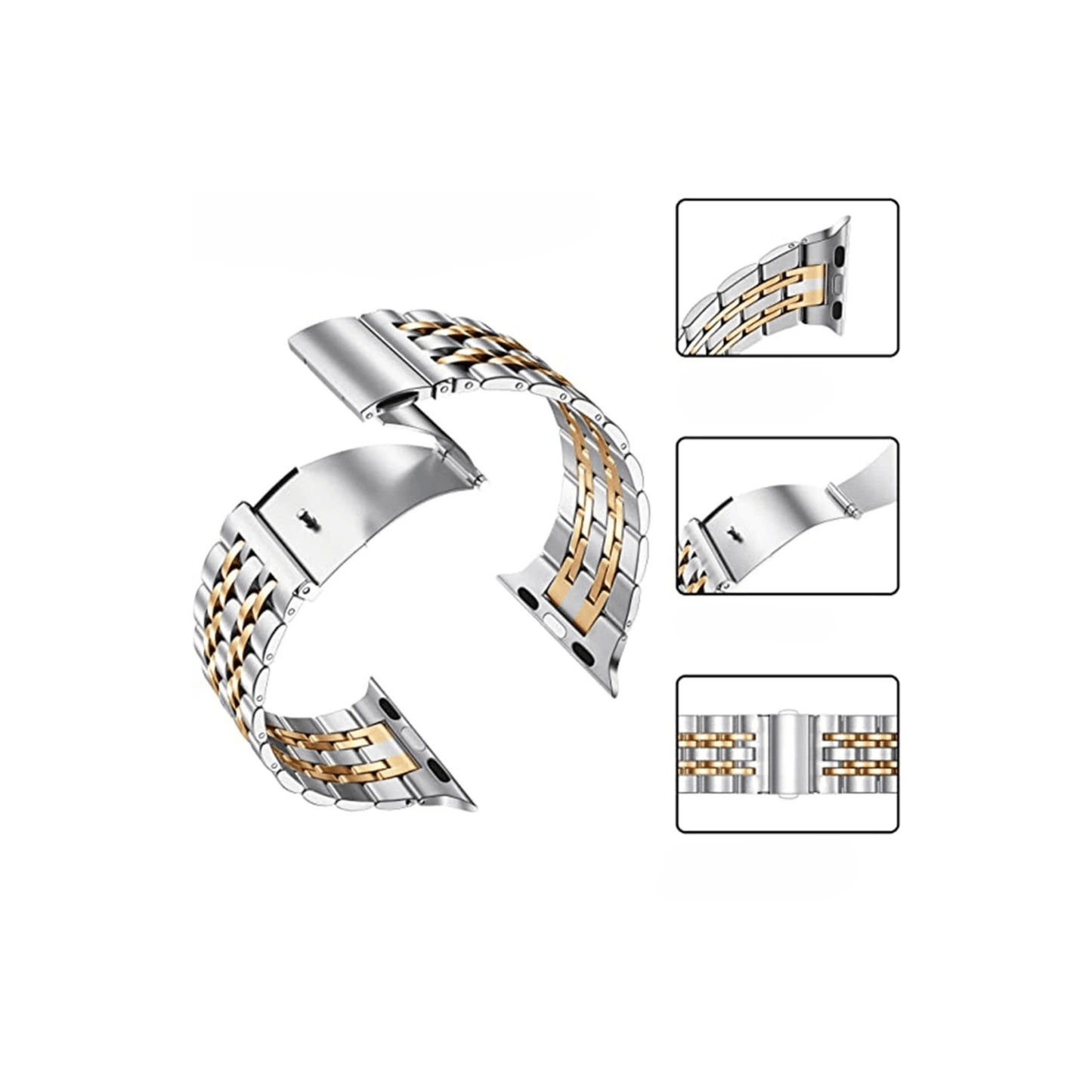 Apple Watch Edelstahlarmband in Silber-Gold – elegantes Statement mit starker Wirkung