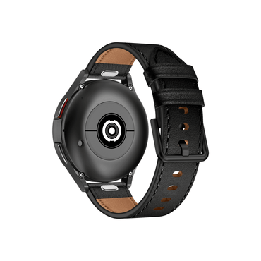 Seitenaufnahme des schwarzen Lederbands – robust, stilvoll und universell kompatibel