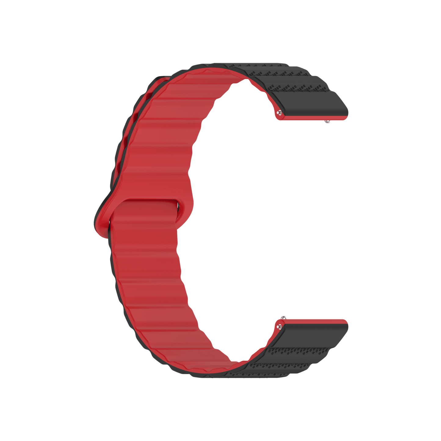Versa Silikonarmband in Rot-Schwarz – sportliches, gerilltes Design mit starkem Magnetverschluss für Smartwatches (20 mm)