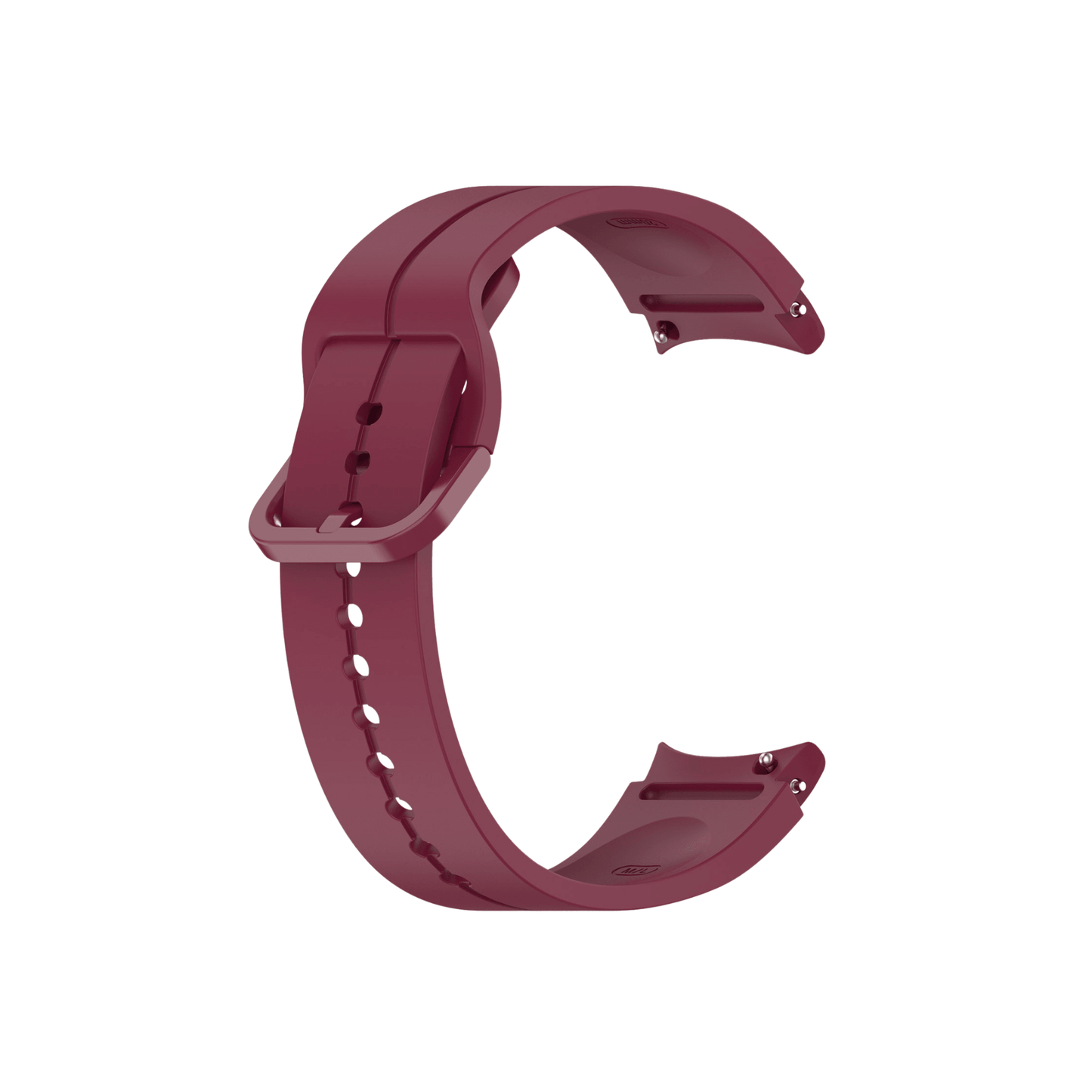 Smartwatch mit montiertem Armband in Bordeauxrot – kräftige Farbe mit Charakter.