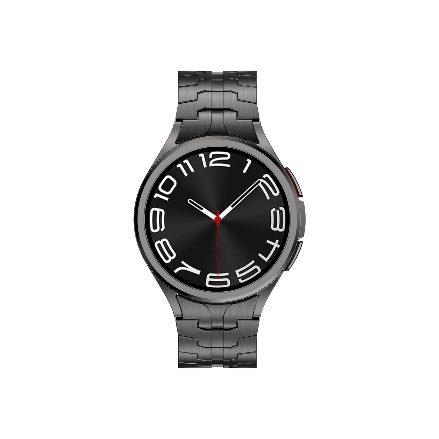 Schwarzes Edelstahlarmband für Samsung Galaxy Watch – Smartbandz Titan Edition, stilvolle Gliederstruktur und sichere Passform.