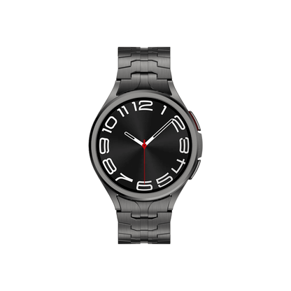 Schwarzes Edelstahlarmband für Samsung Galaxy Watch – Smartbandz Titan Edition, stilvolle Gliederstruktur und sichere Passform.