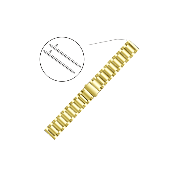 Seitliche Ansicht mit goldenem Edelstahlarmband – elegant & auffällig