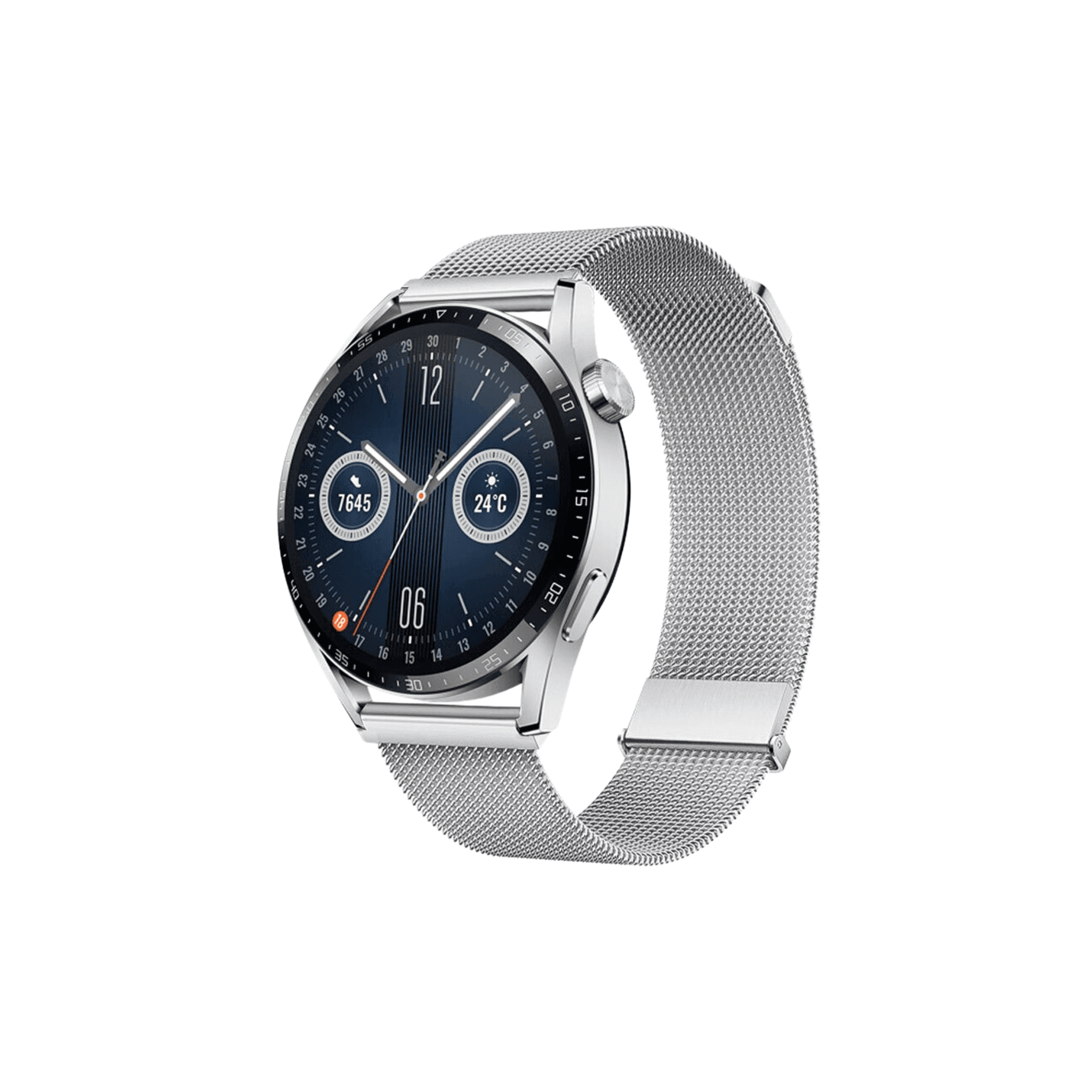 Garmin Smartwatch mit silbernem Milanese Mesh Armband – feines Edelstahlgeflecht mit Magnetverschluss