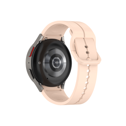Smartwatch mit montiertem Sportarmband in Rosé – elegant und bequem.
