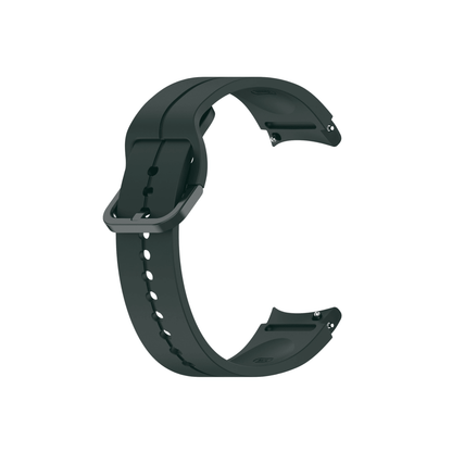 Einzelnes Smartwatch-Armbandteil in Schwarzgrün – Seite mit Dornschließe.
