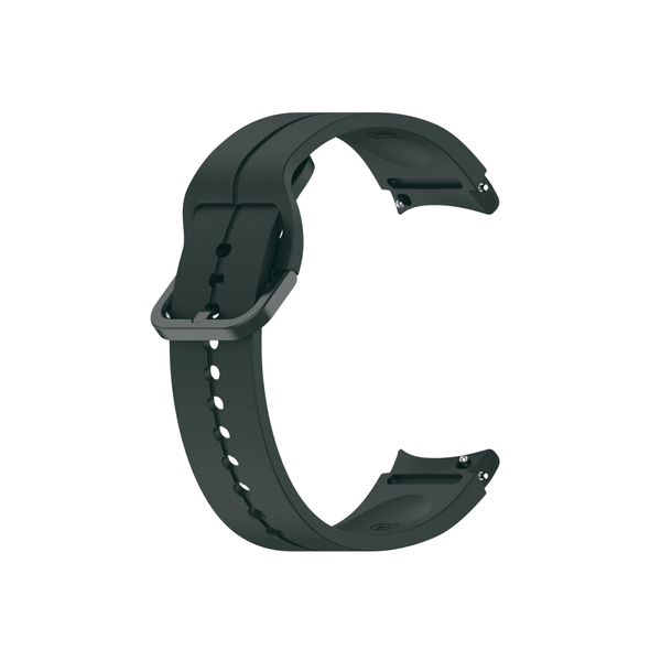 Einzelnes Smartwatch-Armbandteil in Schwarzgrün – Seite mit Dornschließe.