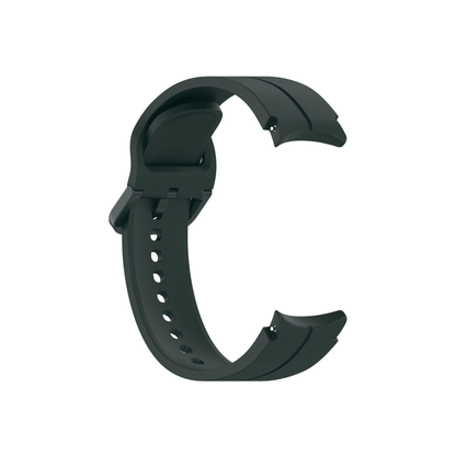 Einzelnes Smartwatch-Armbandteil in Schwarzgrün – Seite mit Löchern.