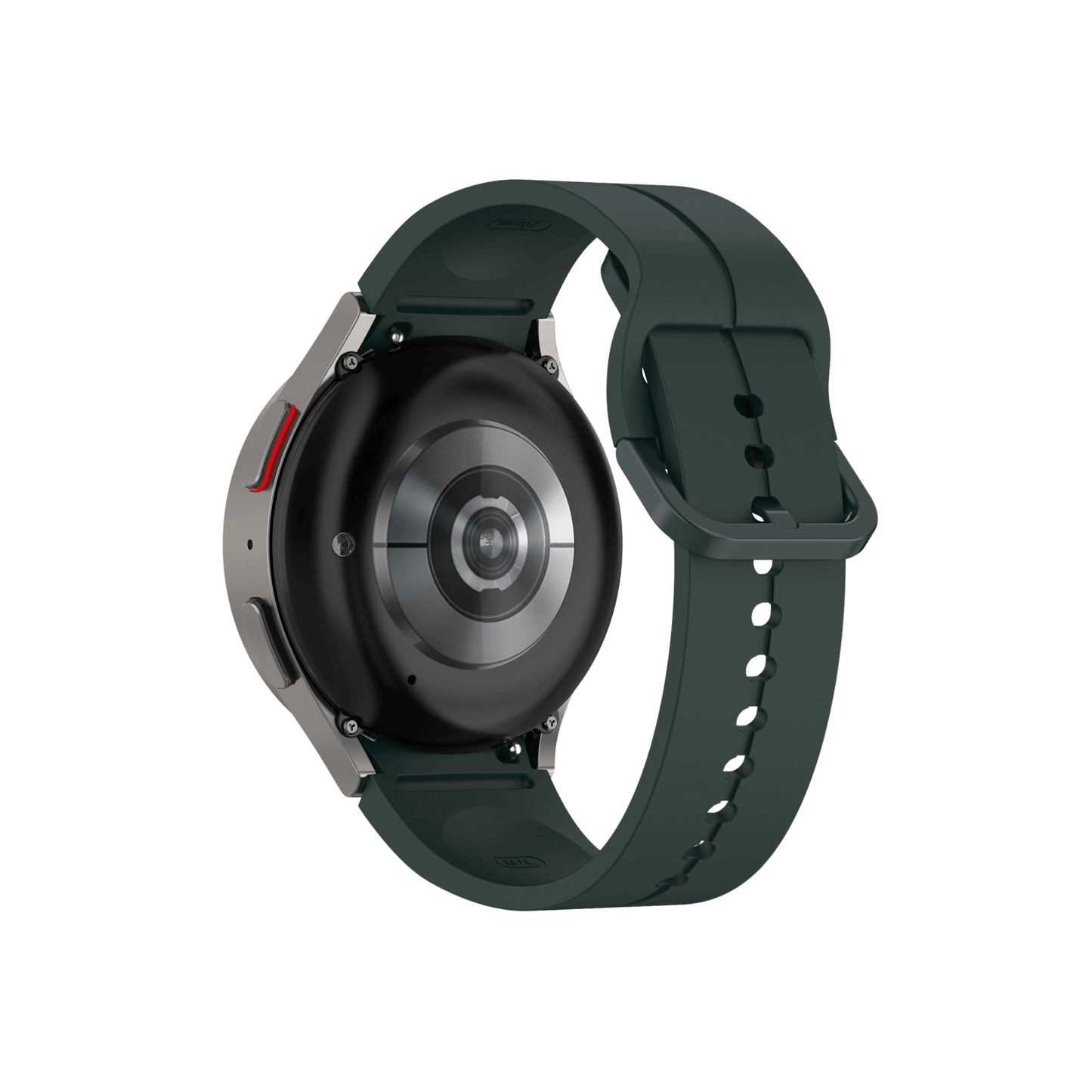 Smartwatch mit montiertem schwarzgrünem Sportarmband – ideal für Alltag und Sport.