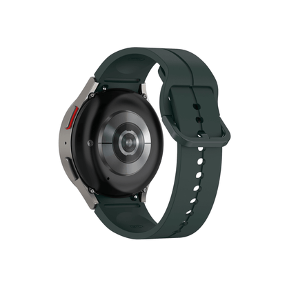 Smartwatch mit montiertem schwarzgrünem Sportarmband – ideal für Alltag und Sport.