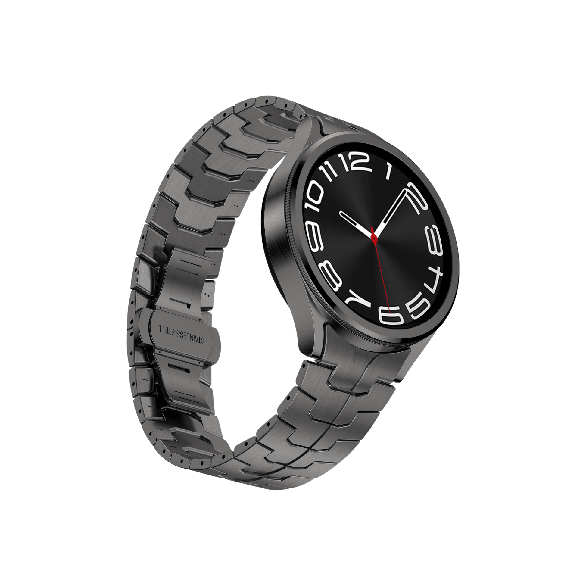 Smartbandz Titan Edition Edelstahlarmband in Schwarz für Samsung Galaxy Watch – robustes, modernes Gliederdesign mit präziser Verarbeitung und innovativer Verschlusstechnik. Perfekt für sportliche und elegante Looks, hochwertiger Edelstahl, maximaler Tragekomfort und stilvolles Design für jeden Anlass.