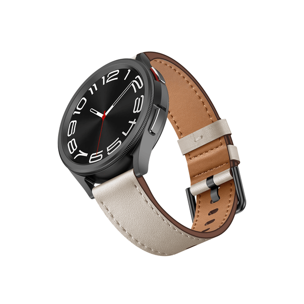 Elfenbeinfarbenes Lederarmband – hochwertige Verarbeitung mit feiner Struktur und Nähten von Smartbandz Universal 20 mm Lederarmband 