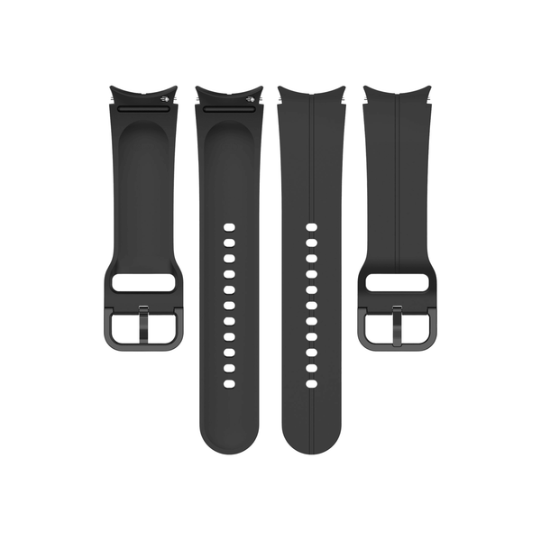 Klassisches schwarzes Armband-Set für Smartwatches – beide Seiten mit stabiler Schließe.