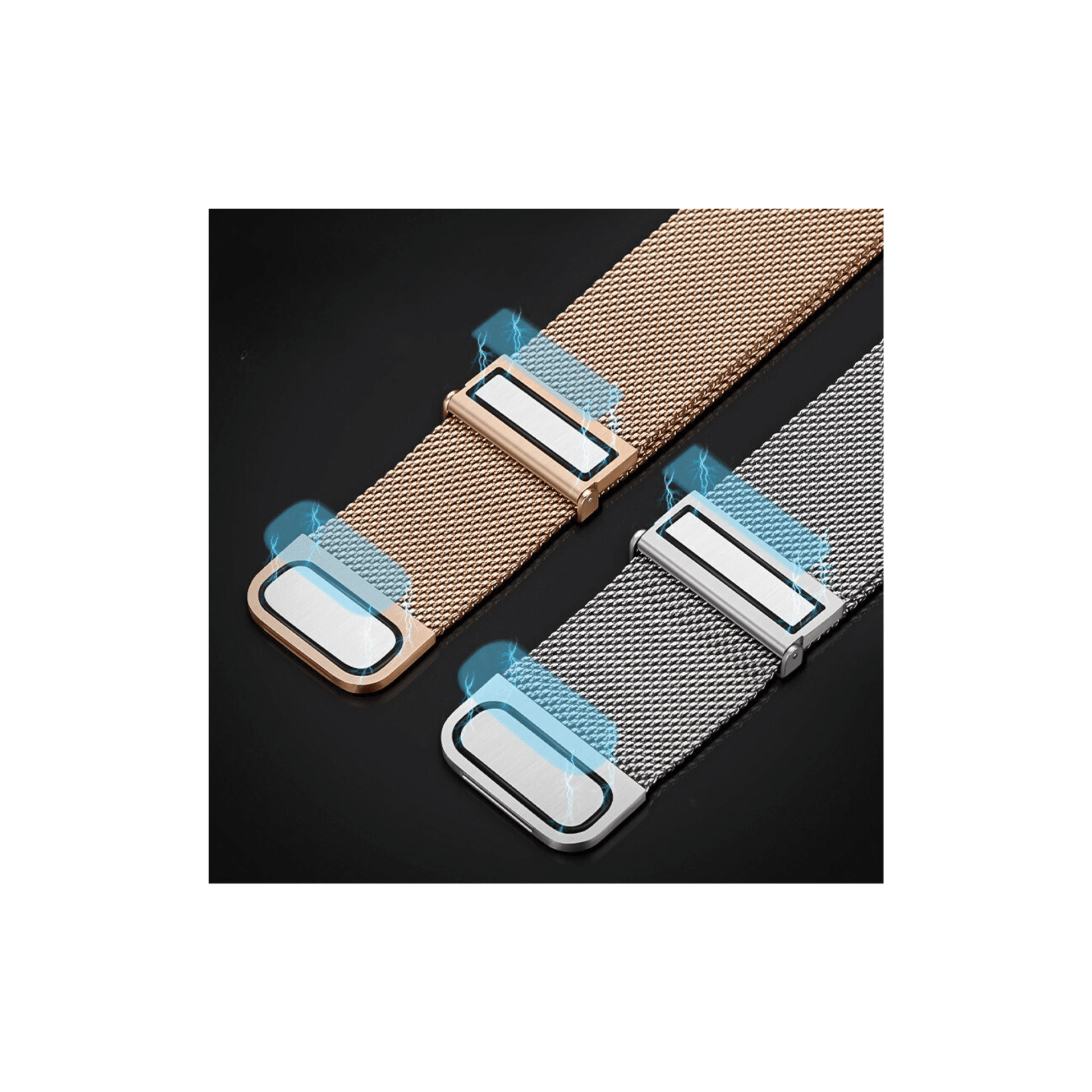 Rosegoldenes und silbernes Milanese Mesh Armband mit Magnetverschluss – feines Edelstahlgeflecht von Smartbandz, kompatibel mit Garmin Watch (20 mm)