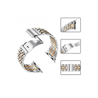 Apple Watch Edelstahlarmband in Silber-Gold – elegantes Statement mit starker Wirkung