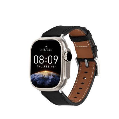 Apple Watch Armband Luxe Schwarz – hochwertiges Echtleder, perfekter Sitz und exklusiver Business-Look.