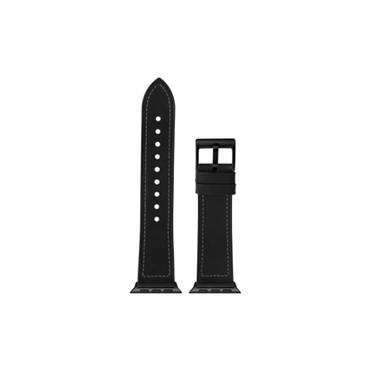 Apple Watch Classic Lederarmband Schwarz – stilvoll und angenehm tragbar, ideal für Business- und Alltags-Outfits.