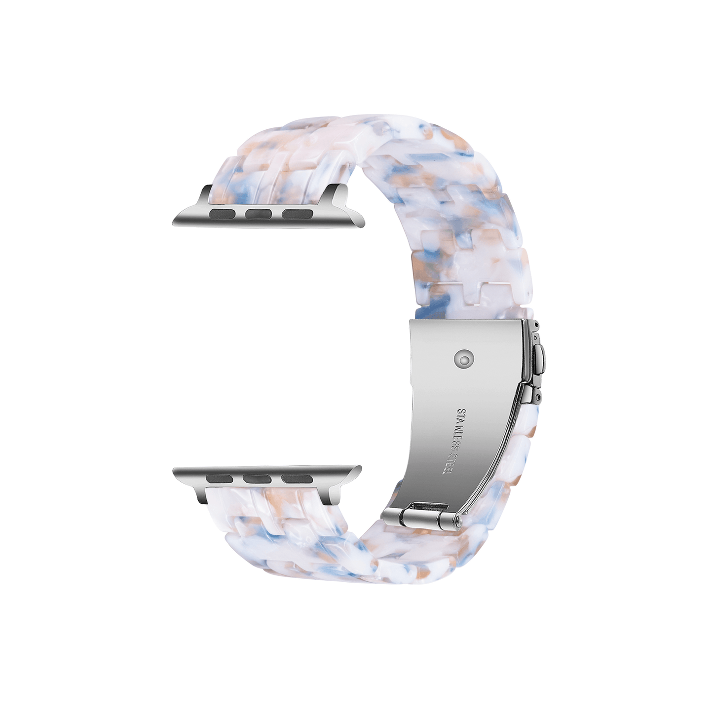 Kristall-Blau-Weiß Resinarmband für Apple Watch – stylisches, modernes Accessoire für Fashion-Outfits.