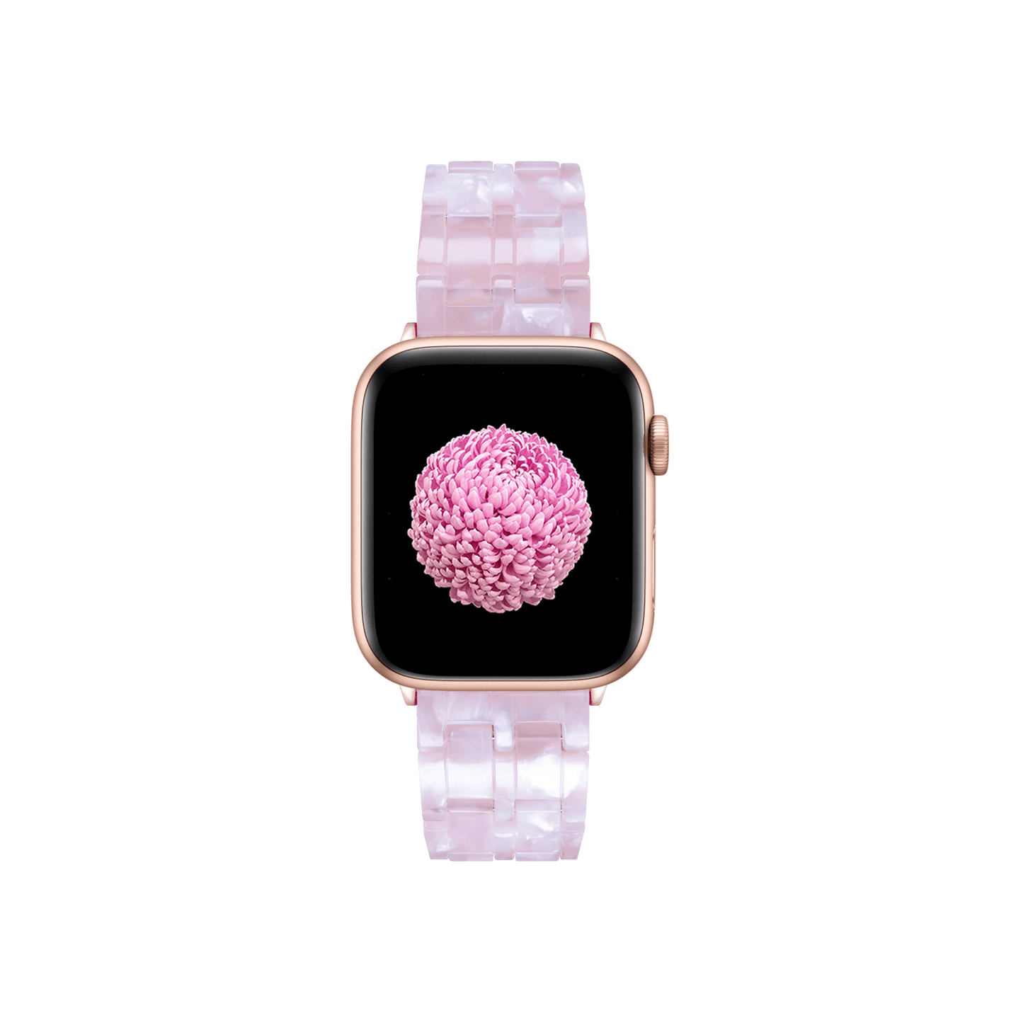 Pinkes Resinarmband für Apple Watch – stylischer Eyecatcher mit sicherer Butterfly-Schließe.