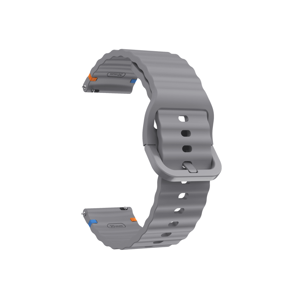 Aurum Sportarmband in Grau – modernes Design mit wellenförmiger Struktur, ideal für 20 mm Smartwatches