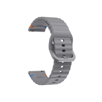 Aurum Sportarmband in Grau – modernes Design mit wellenförmiger Struktur, ideal für 20 mm Smartwatches