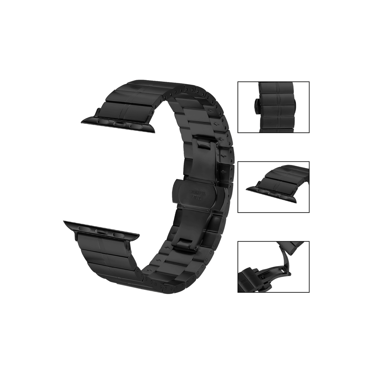Elite Premium Edelstahlarmband Schwarz – hochwertig poliert, stilvoll und robust, perfekter Sitz an der Apple Watch.