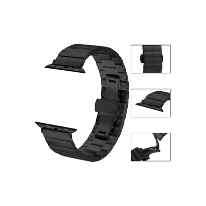 Elite Premium Edelstahlarmband Schwarz – hochwertig poliert, stilvoll und robust, perfekter Sitz an der Apple Watch.