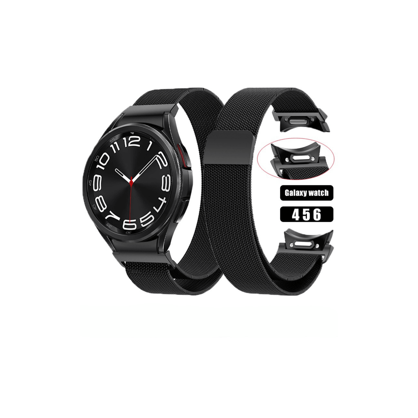 Frontansicht des schwarzen Milanese-Armbands – minimalistisch und elegant.