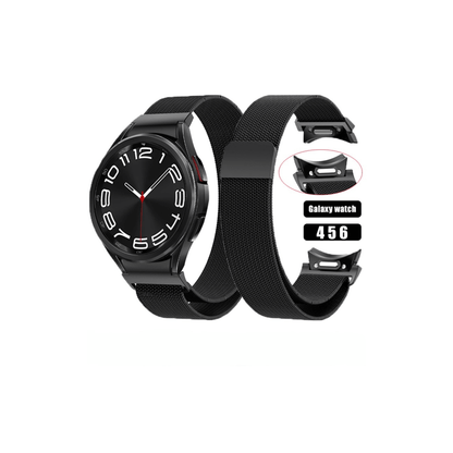 Frontansicht des schwarzen Milanese-Armbands – minimalistisch und elegant.
