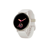 „Garmin Smartwatch mit weißem Silikonarmband und 20 mm Federsteg – stilvolles, modernes Design für Alltag, Sport und Fitness.“