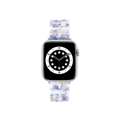 Transparentes Kristall-Blau-Weiß Resinarmband – edler Farbakzent und hoher Tragekomfort für Apple Watch.