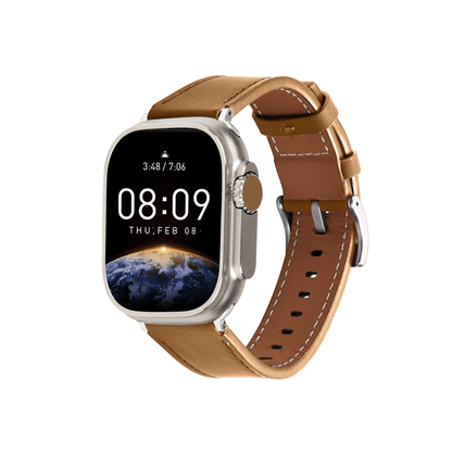 Luxe Echtleder-Armband Braun für Apple Watch – exklusives Leder, stilvoller Look und feine Nähte.