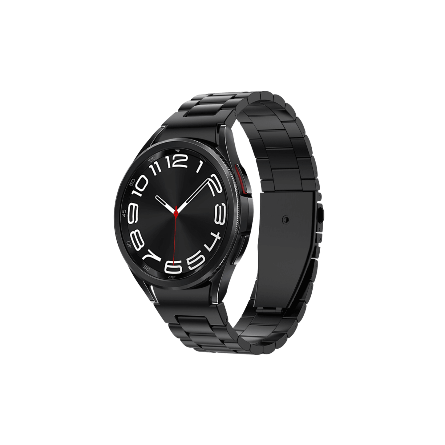 	Frontansicht des Matrix Edelstahlarmbands in Schwarz – 20 mm Bandbreite für moderne Smartwatches.