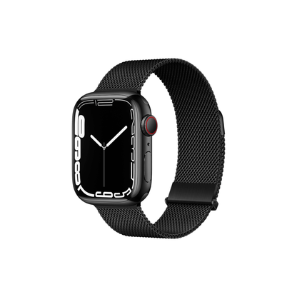 Milanaise Armband in Schwarz – stilvolles Edelstahlgeflecht mit Magnetverschluss für Apple Watch