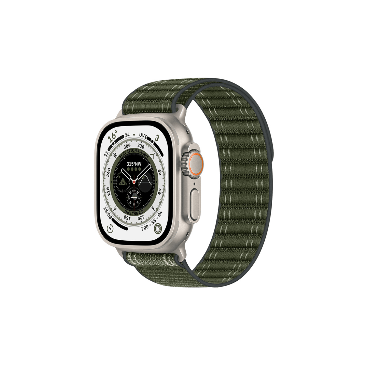 Novo Loop in Militärgrün – starkes Textilband mit Klettverschluss für Apple Watch