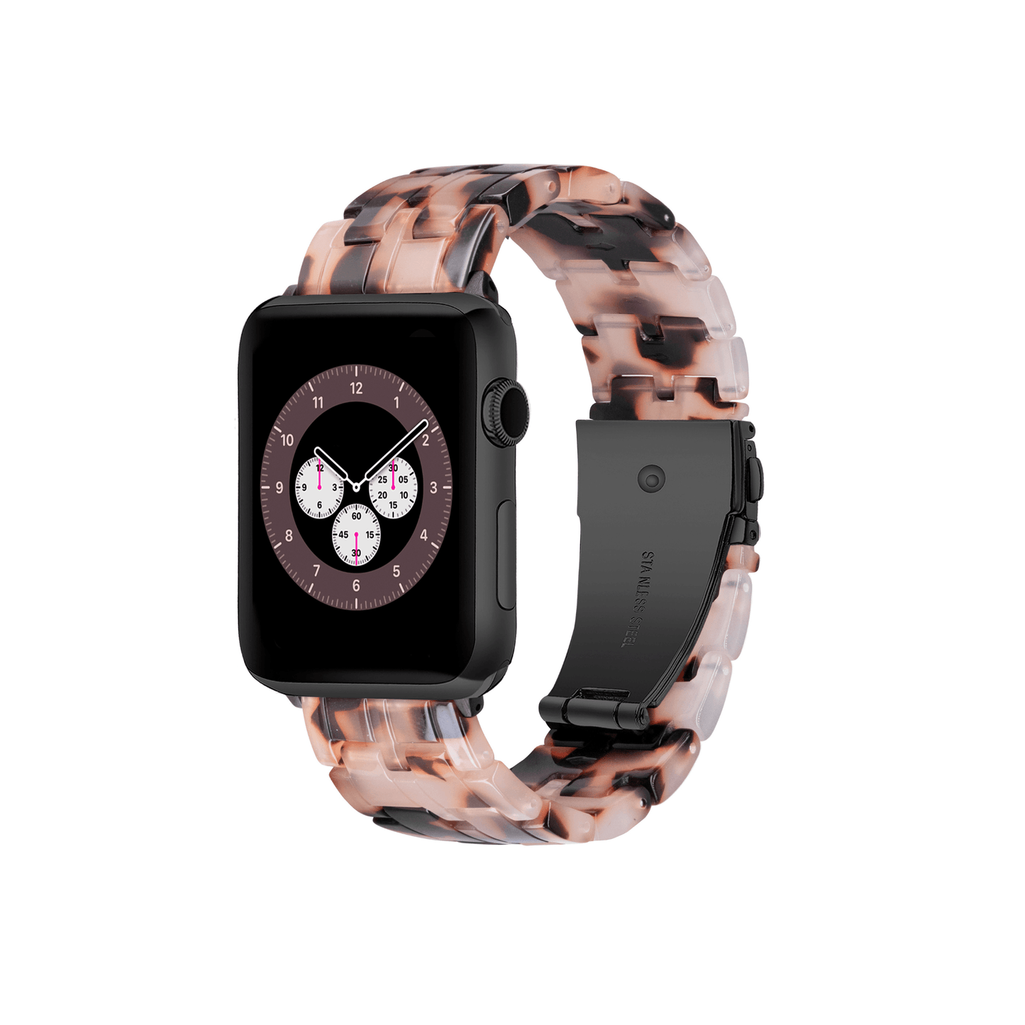 Resinarmband Schwarz-Braun für Apple Watch – edle Farbkombination, transparentes Material und bequeme Passform.