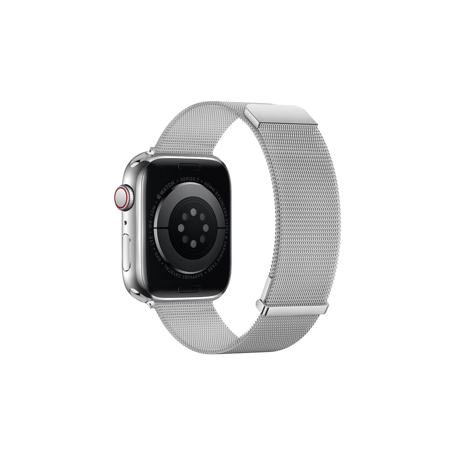 Silbernes Apple Watch Armband – Milanaise Look mit stufenlos verstellbarem Magnetverschluss