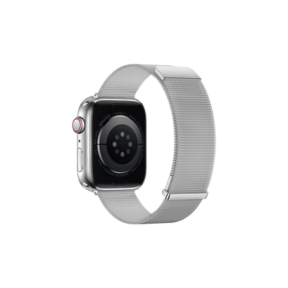 Silbernes Apple Watch Armband – Milanaise Look mit stufenlos verstellbarem Magnetverschluss