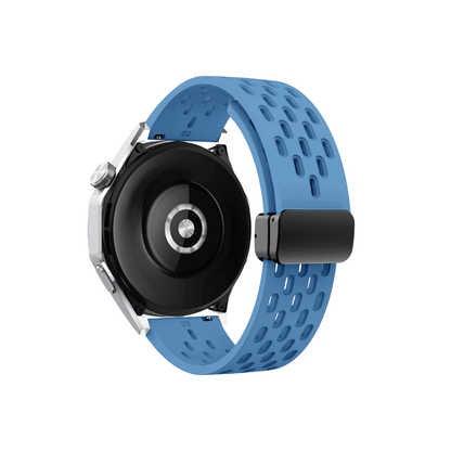 Blaues Sportarmband mit Magnetverschluss – elastisches Material für optimalen Tragekomfort
