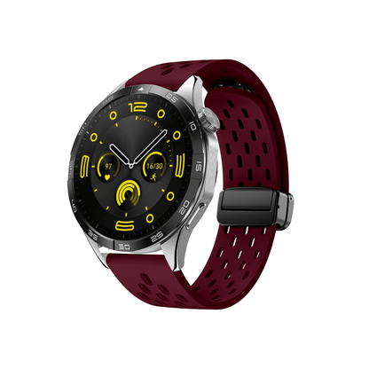  Smartwatch mit Active Plus Armband in Bordeaux – stilvoller Look mit perforierter Oberfläche für maximale Belüftung