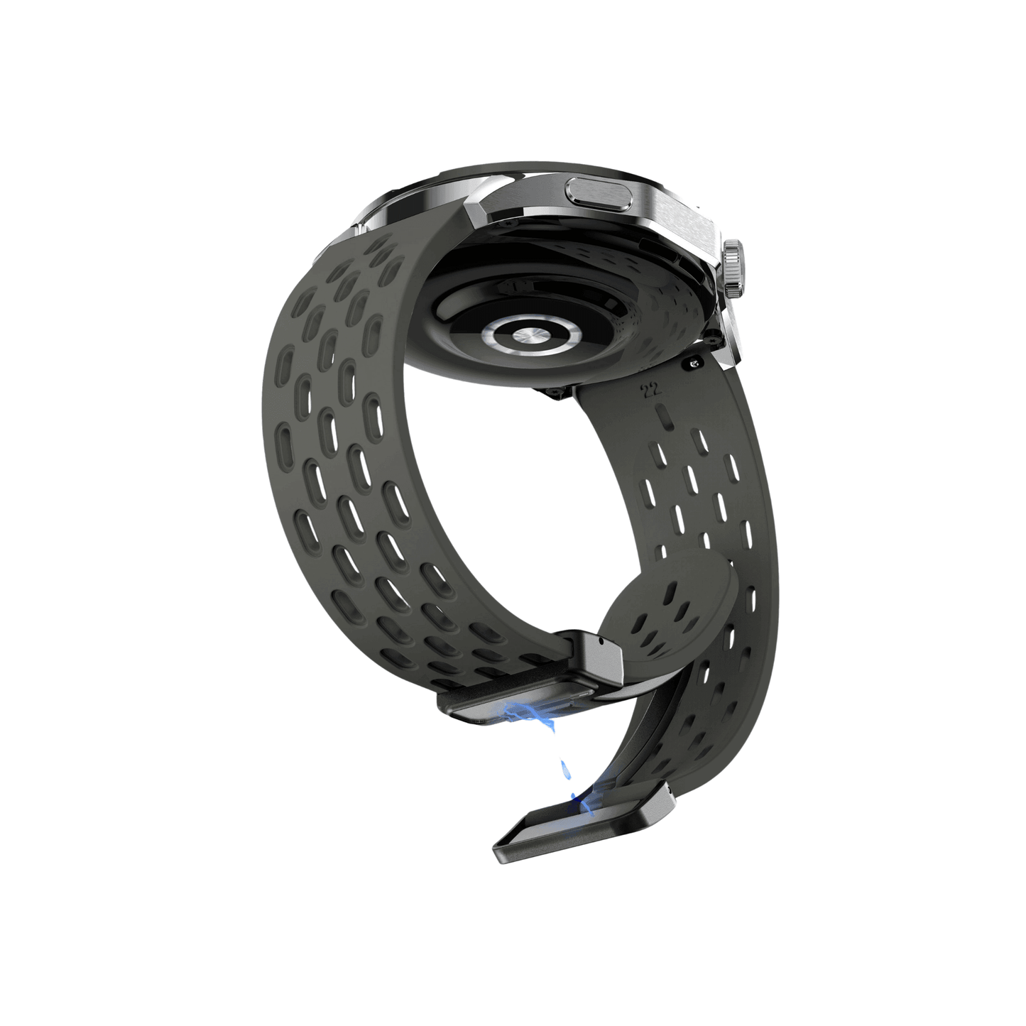 Active Plus Silikonarmband in Dunkelgrau – 20 mm Universalarmband für Smartwatches