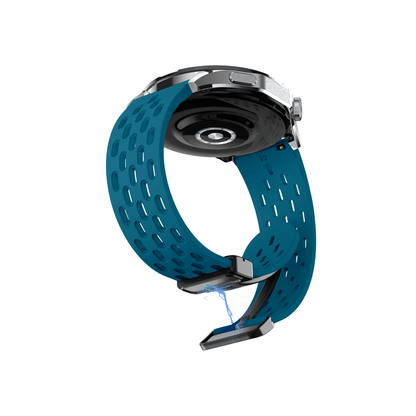 Detailansicht: Marineblaues Sportarmband – Smartbandz Active Plus Modell mit sicherem Halt