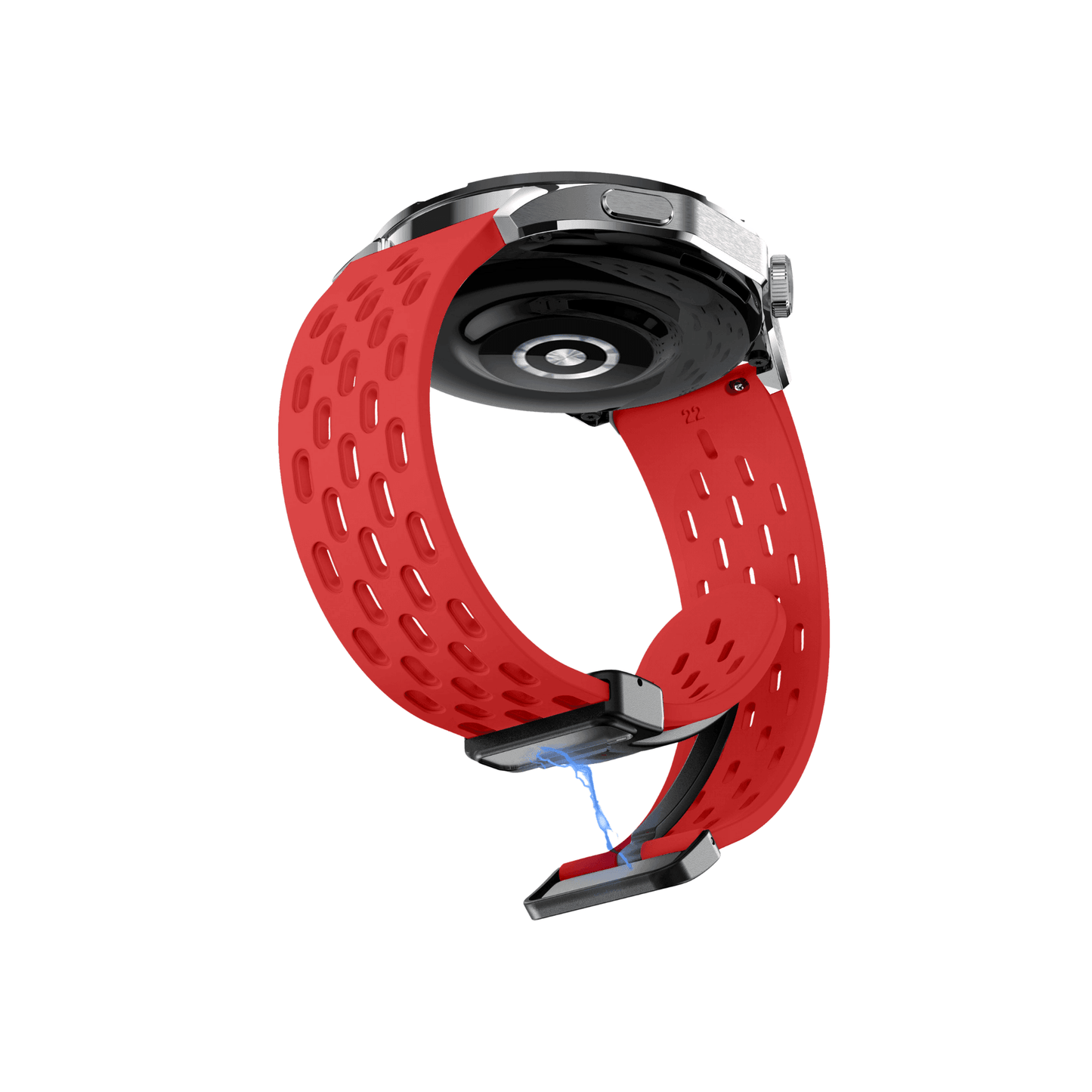 Rotes Silikonarmband mit Belüftungslöchern – leicht, robust und modern
