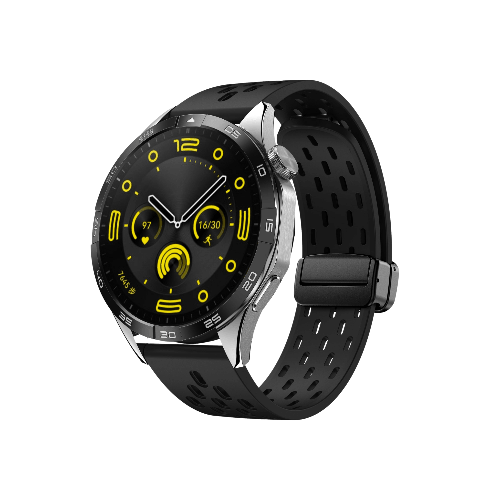Smartwatch mit schwarzem Active Plus Sportarmband – atmungsaktives Silikon mit Magnetverschluss