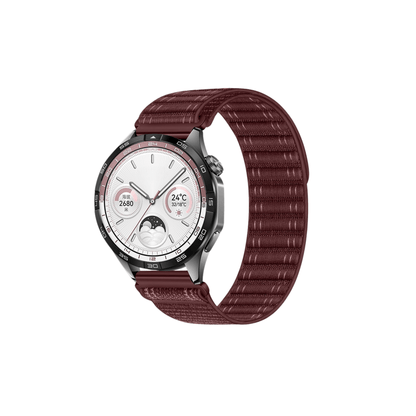 Bordeauxfarbenes Flex Textilarmband – eleganter Sport-Style mit sicherem Klettverschluss, kompatibel mit Smartwatches (Samsung, Garmin, Amazfit – 20 mm)