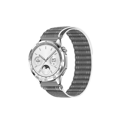 Hellgraues Flex Armband – minimalistisches Textilarmband mit Klettverschluss für Alltag, Sport & Freizeit, passend für 20 mm Smartwatches