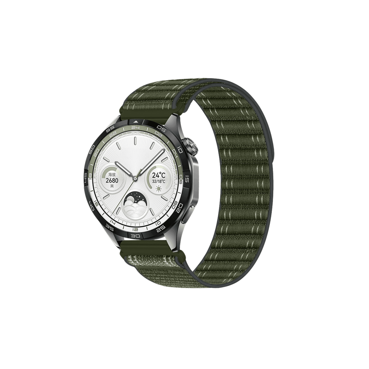 Flex Armband in Militärgrün – robuster, atmungsaktiver Stoff mit Klettverschluss, perfekt für Outdoor-Aktivitäten mit Garmin, Samsung oder Amazfit (20 mm)