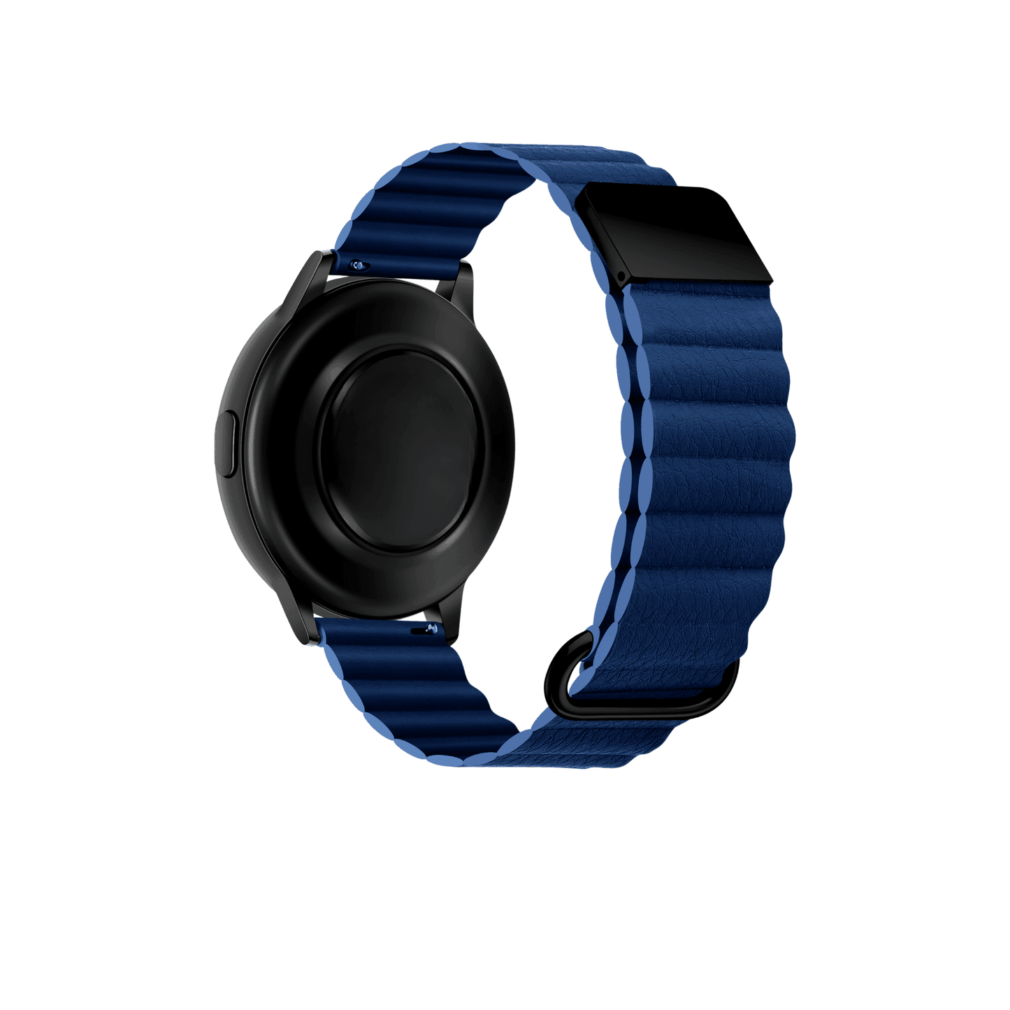  Fusion Lederarmband in Nachtblau – edles, gerilltes Lederdesign mit starkem Magnetverschluss für eleganten Smartwatch-Look
