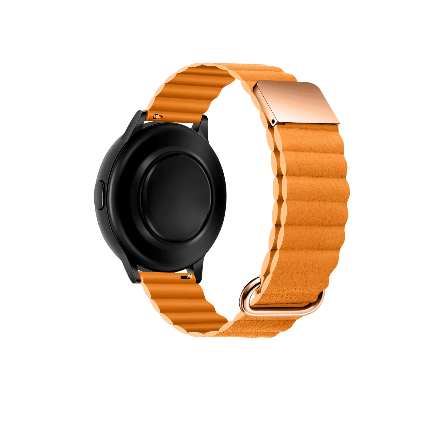  Fusion Lederarmband in Orange – modisches Echtlederarmband mit gerillter Oberfläche und Magnetverschluss, farbenfrohes Statement für deine Smartwatch